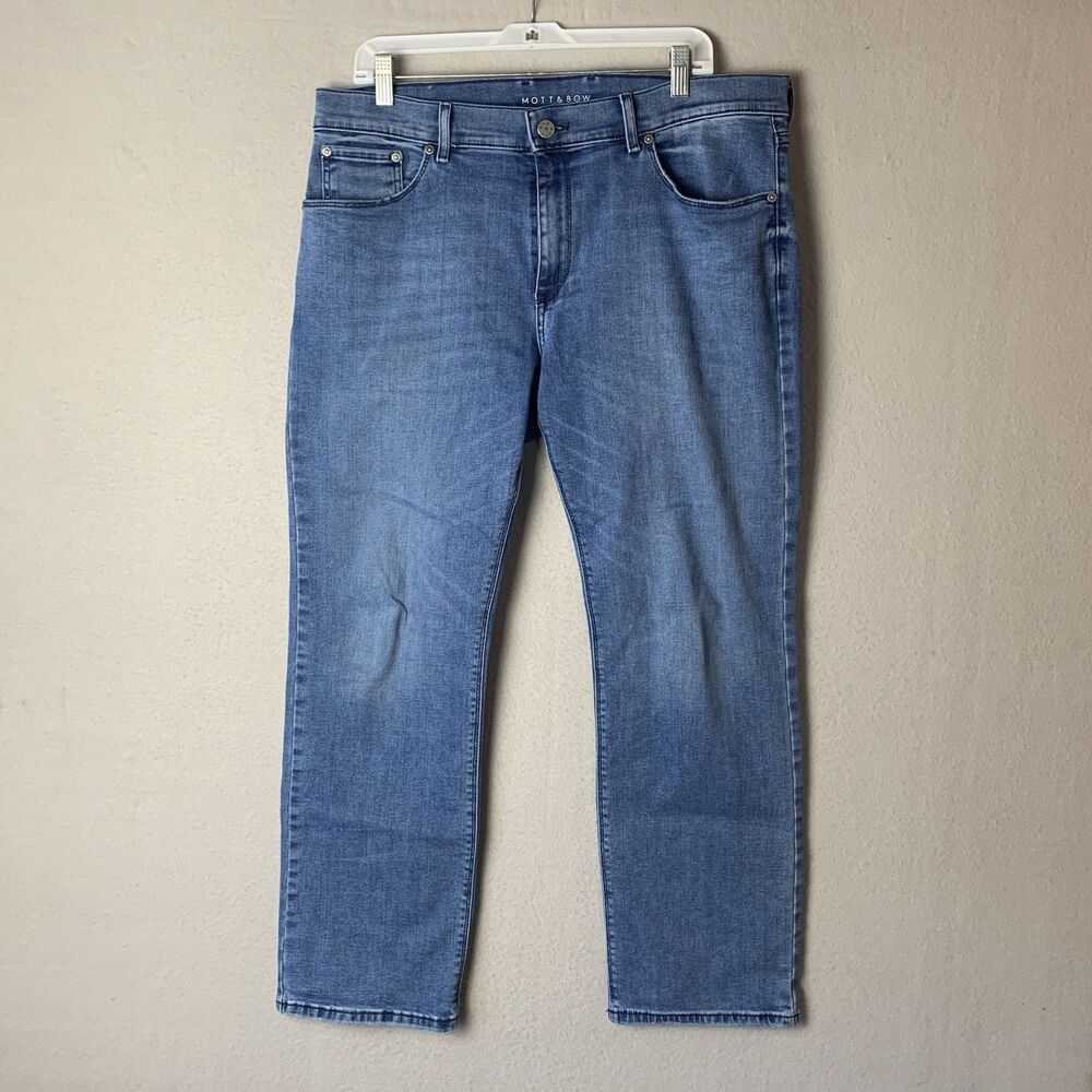 Mott & Bow Jeans Mens 35x30 (36x28) Blue Straight Stretch Denim Preppy Casual